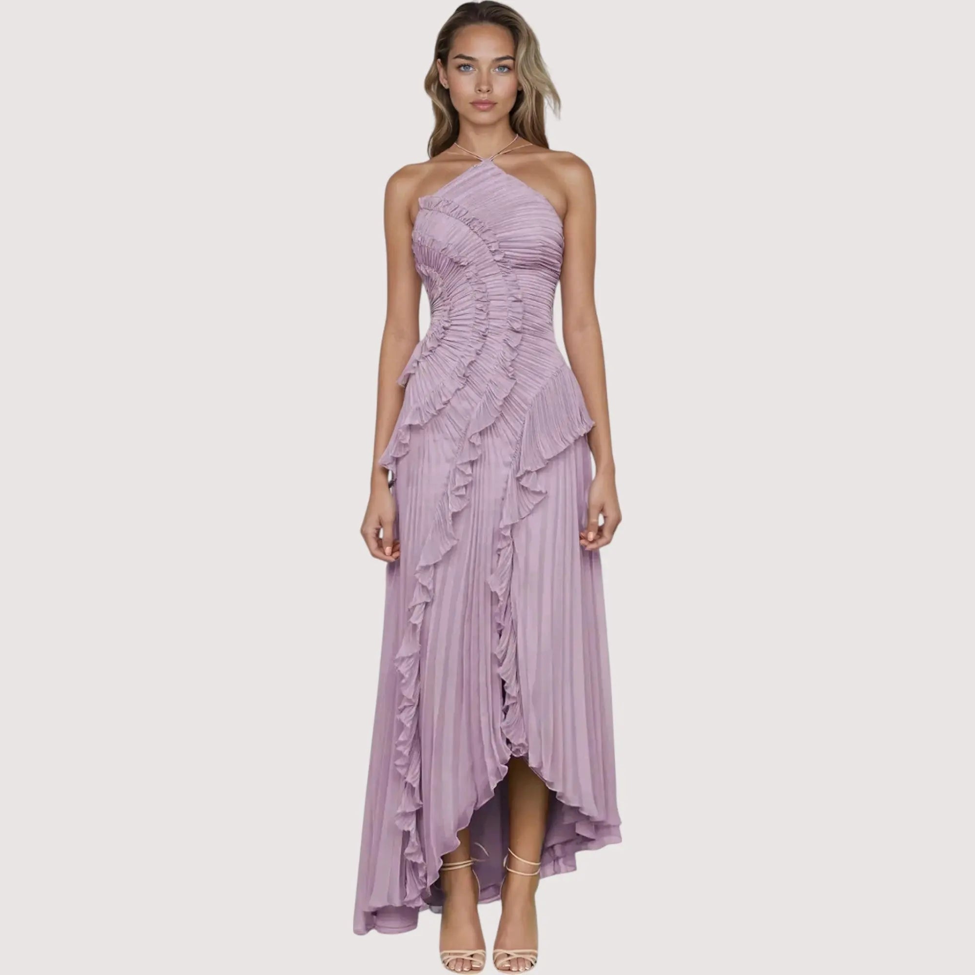 Robe Maxi Femme | Dos Nu & Volants Élégant