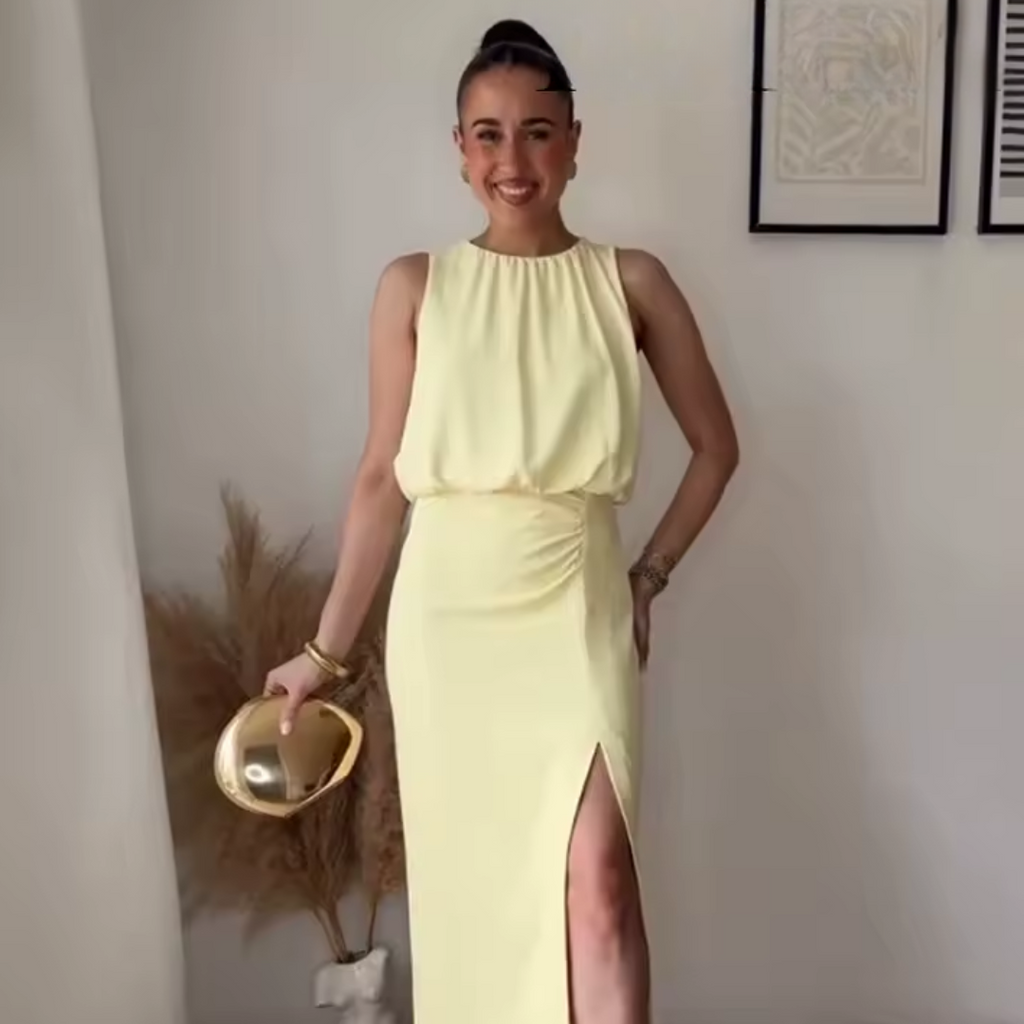 Robe Midi Femme | Élégante Encolure Haute