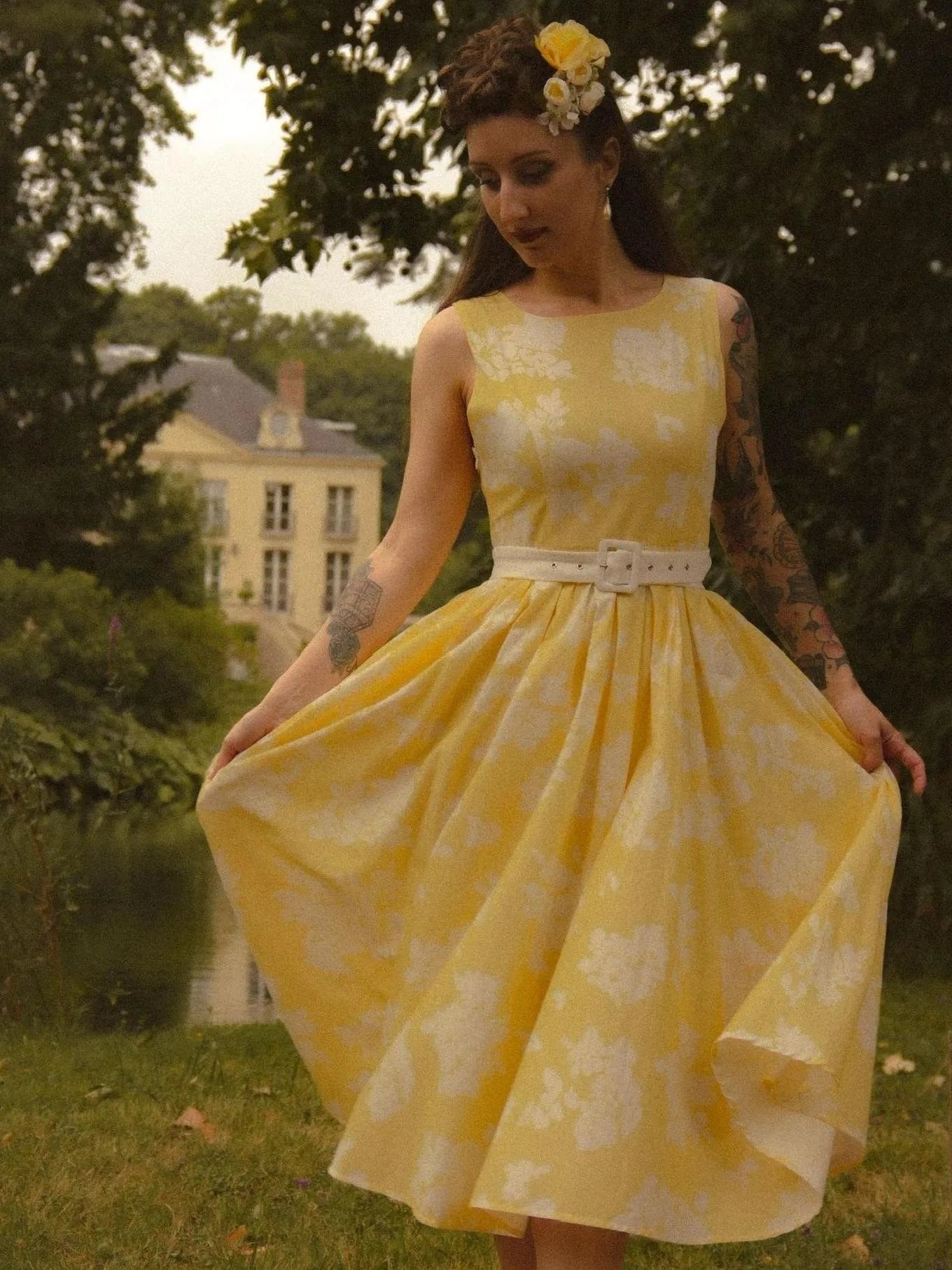 Robe Midi Femme | Imprimé Floral & Jupe Plissée Évasée