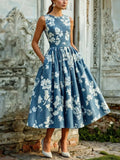 Robe Midi Femme | Imprimé Floral & Jupe Plissée Évasée