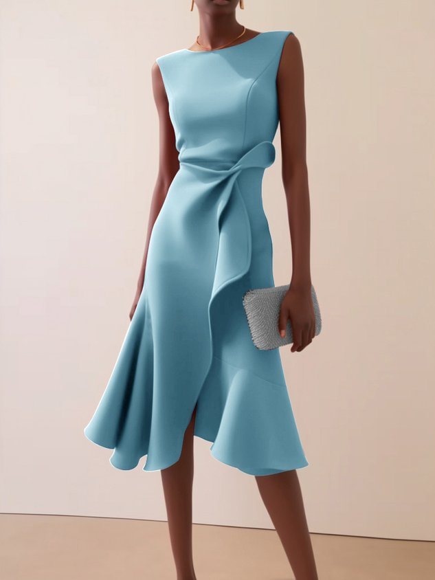 Robe Midi Femme | Drapé & Ourlet Volant Asymétrique