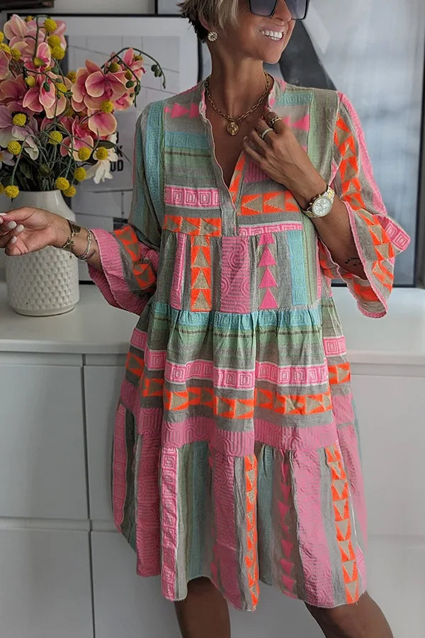 Robe Midi Femme | Imprimé Ethnique & Coupe Volante Flottante