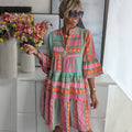 Robe Midi Femme | Imprimé Ethnique & Coupe Volante Flottante