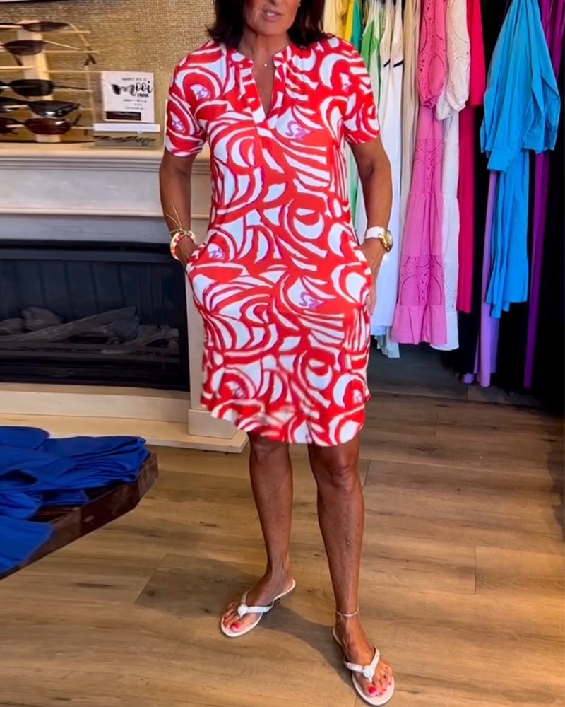 Robe Mini Femme | Imprimé Graphique & Coupe A-ligne Ample