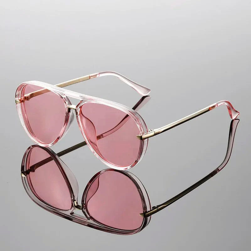 Lunettes de Soleil Aviateur avec Double Pont Protection UV400 Monture Carrée Unisexe