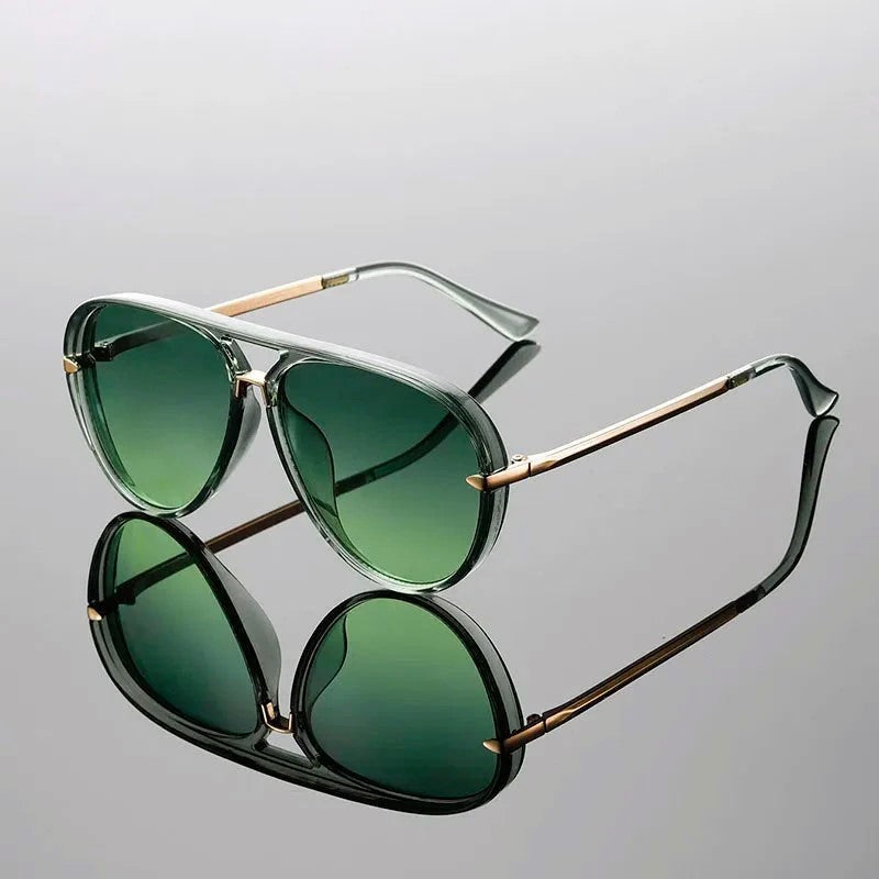 Lunettes de Soleil Aviateur avec Double Pont Protection UV400 Monture Carrée Unisexe