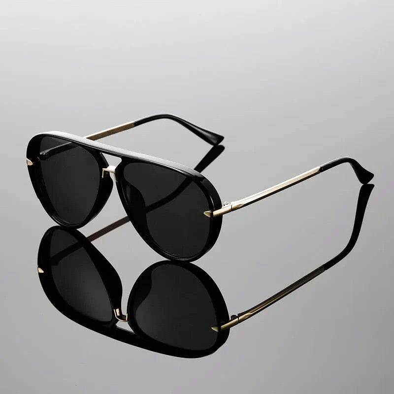 Lunettes de Soleil Aviateur avec Double Pont Protection UV400 Monture Carrée Unisexe