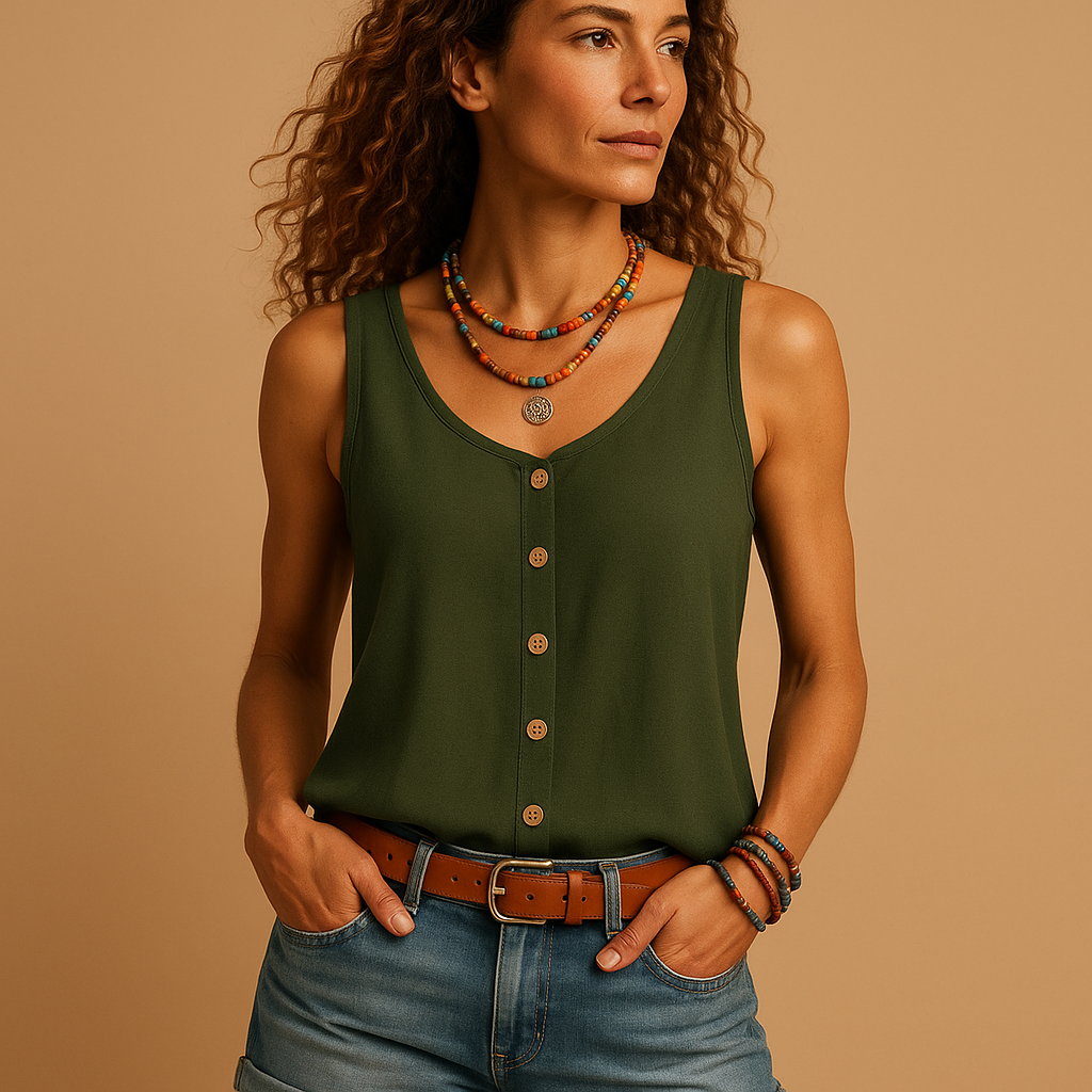 Top Sans Manches Femme | Décolleté en V Aéré & Détail de Nœud Estival