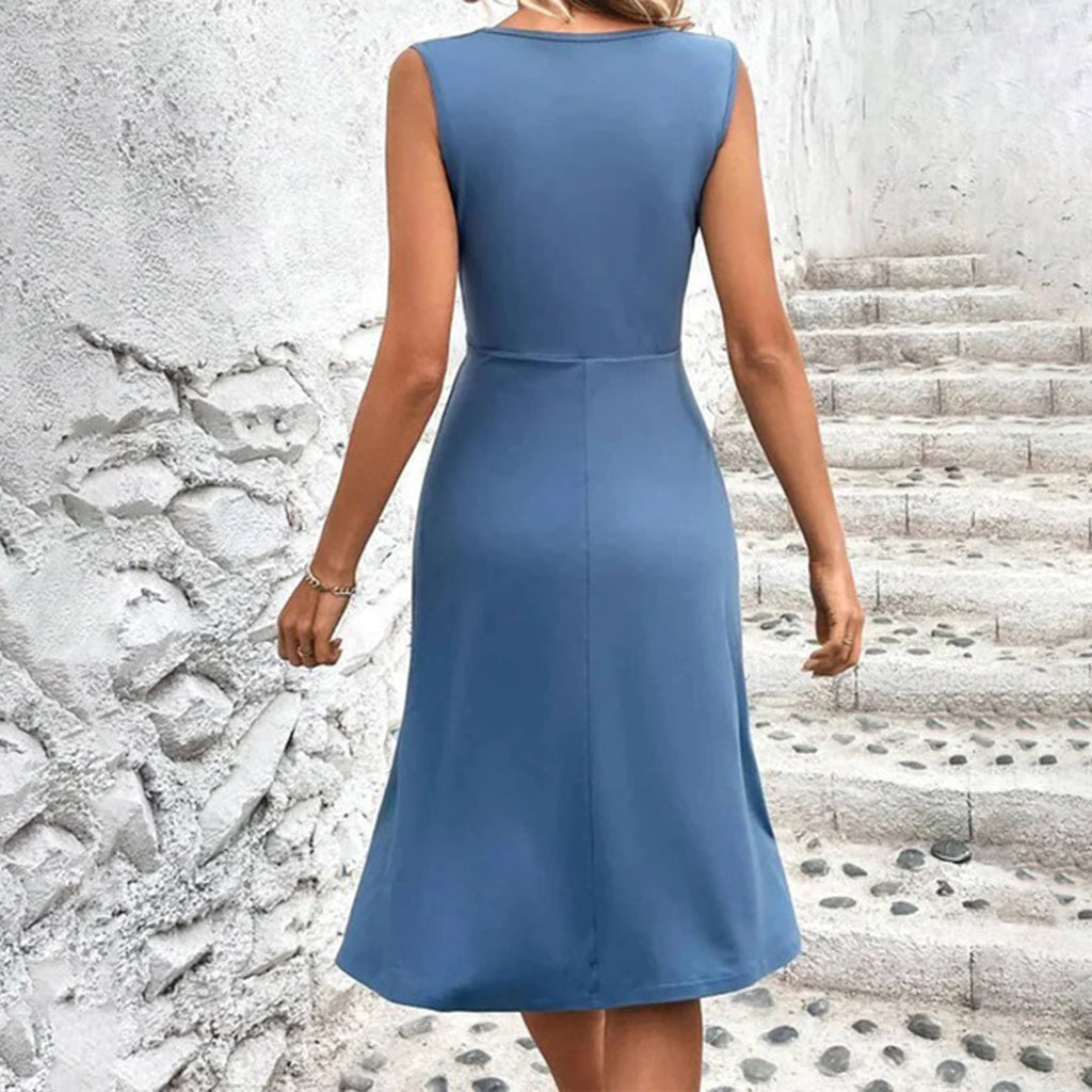 Robe d'été midi élégante sans manches pour femmes - Ellianna