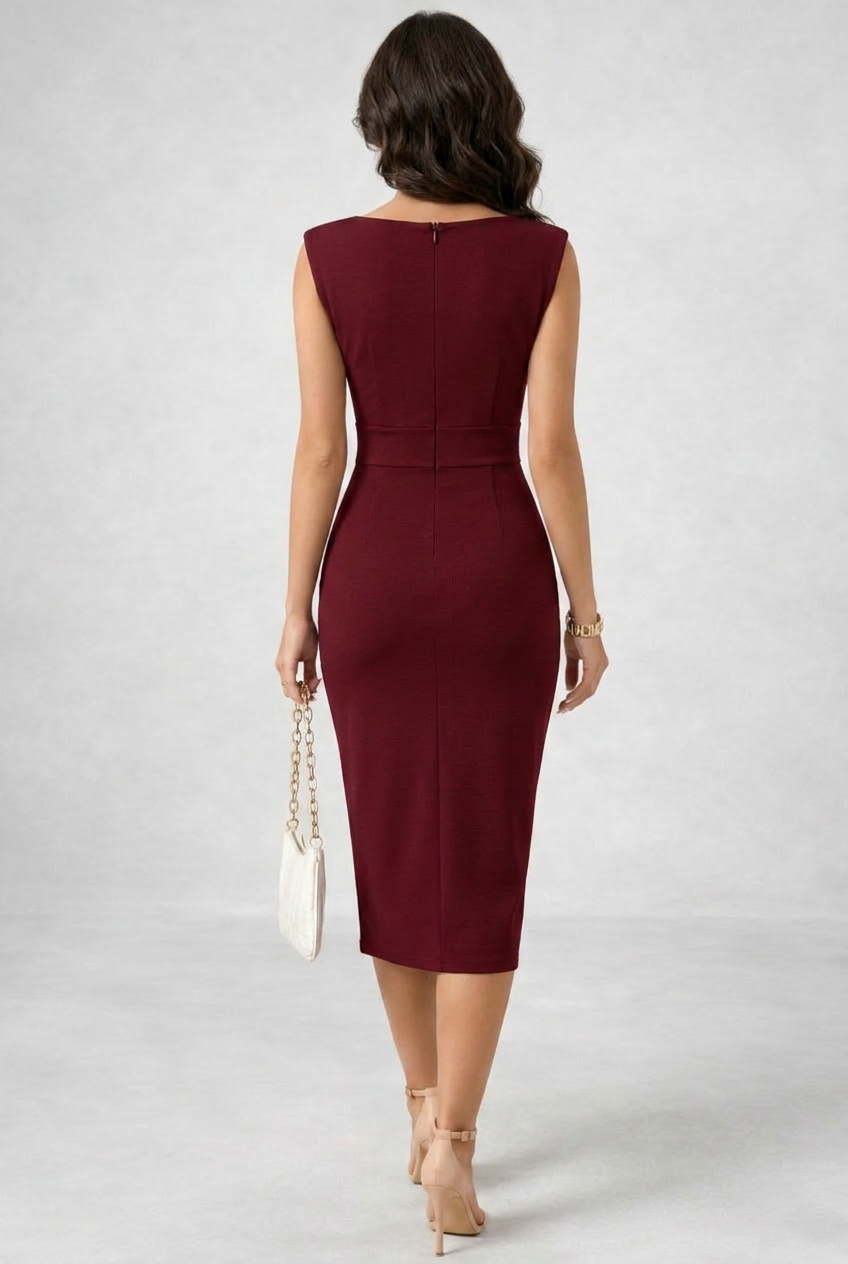 Naomi | Robe Midi Élégante à Col Bateau
