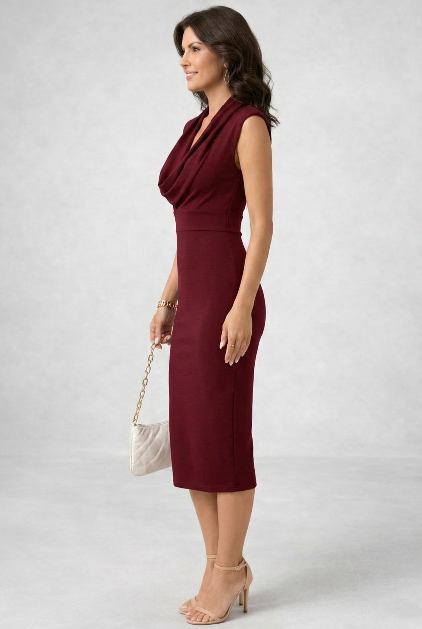 Naomi | Robe Midi Élégante à Col Bateau