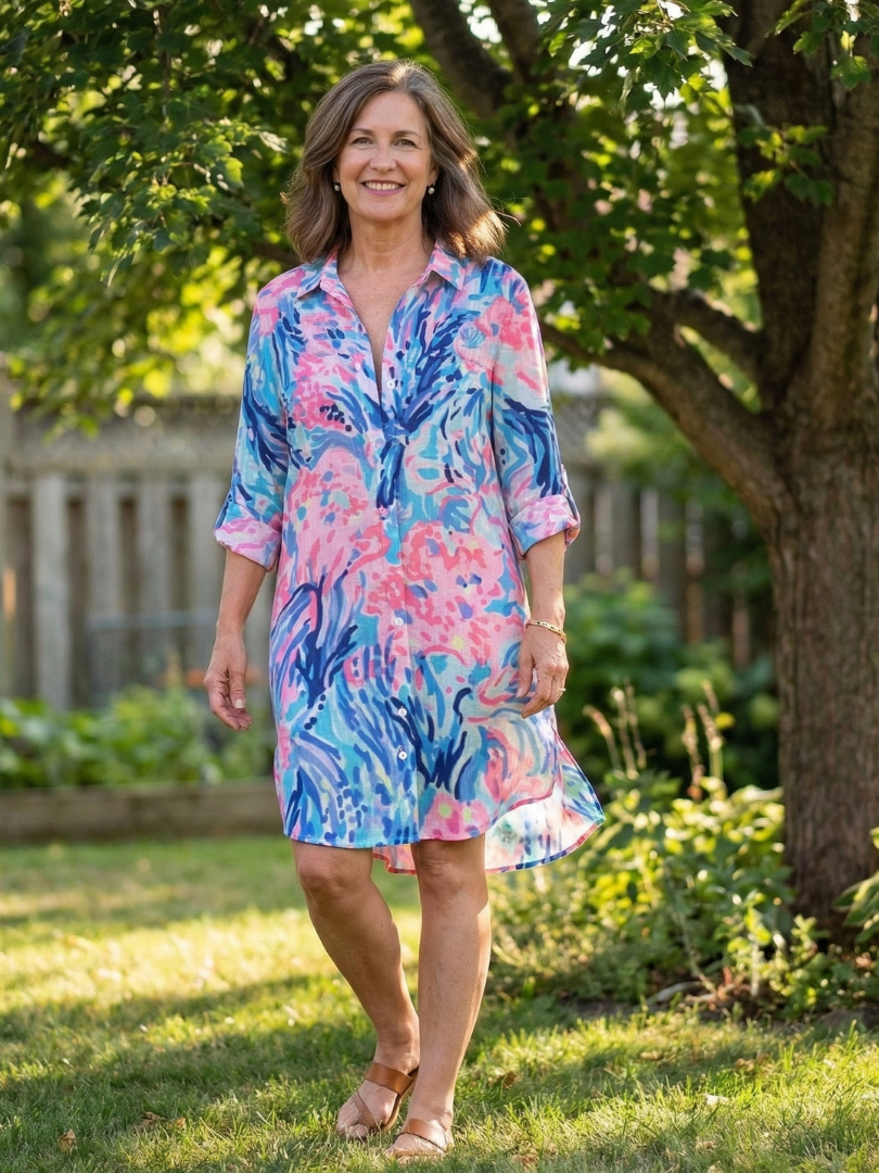 Noemi | Robe Chemise Tie Dye à Manches Longues