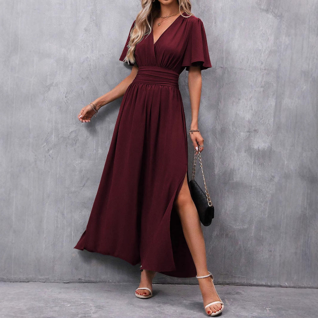 Robe maxi femme avec coupe fluide et manches élégantes Echoarchiv