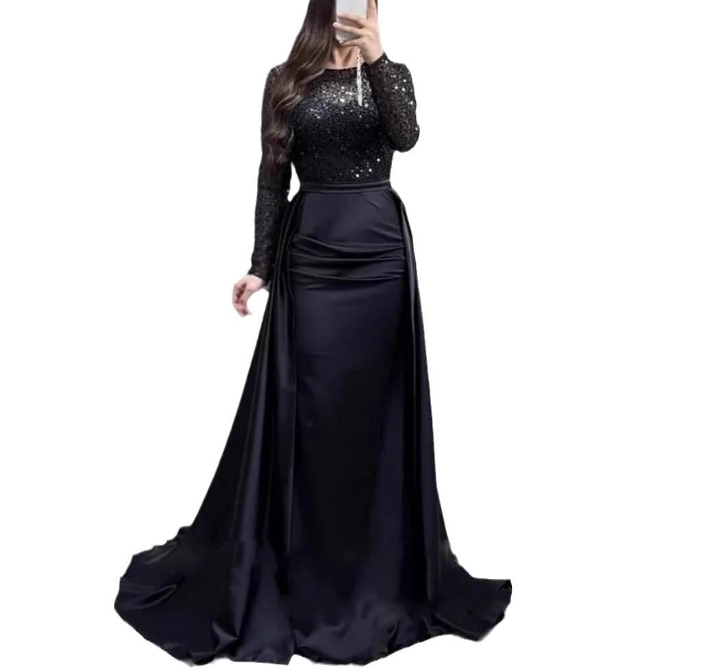 Robe de Soirée Glamoureuse pour Femmes avec Perles Étincelantes et Jupe Fluide Echoarchiv