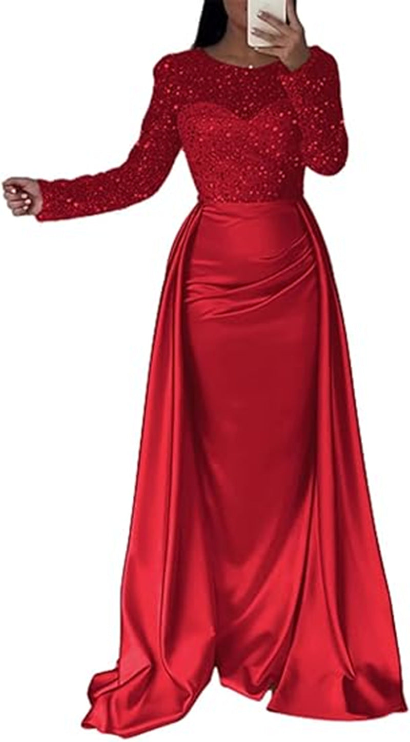 Robe de Soirée Glamoureuse pour Femmes avec Perles Étincelantes et Jupe Fluide Echoarchiv