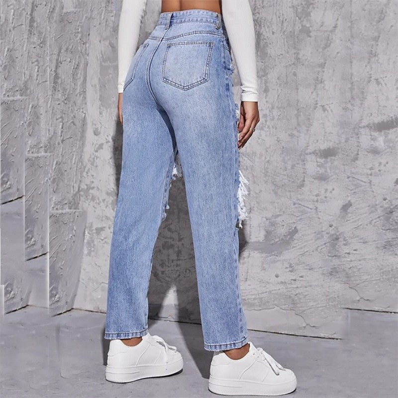 jeans droit déchiré