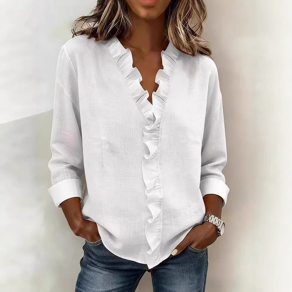 Blouse romantique pour femmes avec détails en volants et décolleté en V Echo Archiv