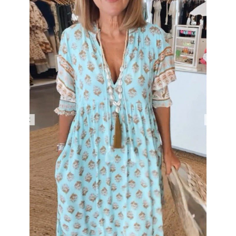 Robe Bohème Femme avec lacets tressés et détails faits main Echoarchiv