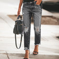 Jeans Mom Destroyed pour Femmes avec Franges et Coupe Décontractée Echo Archiv