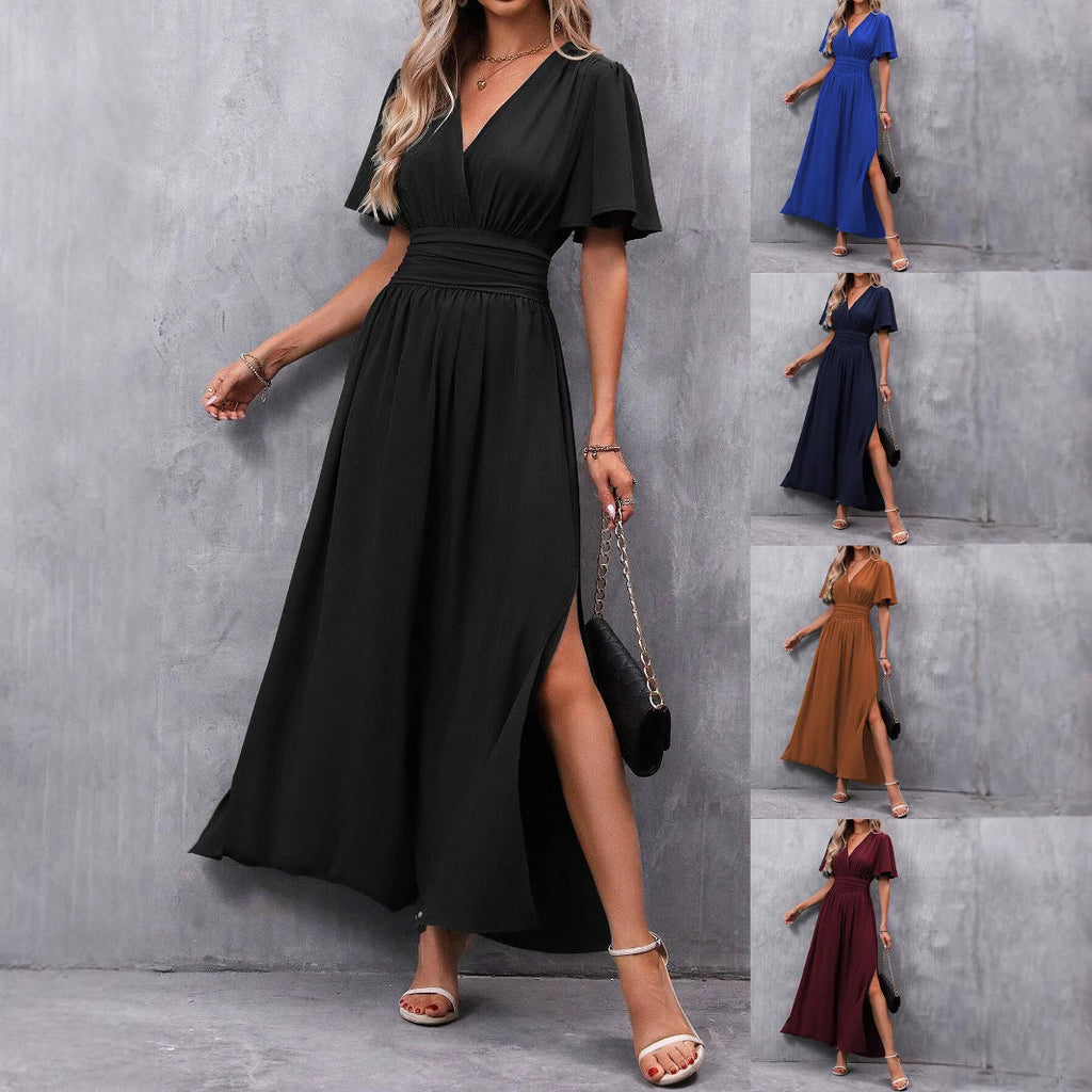 Robe maxi femme avec coupe fluide et manches élégantes Echoarchiv