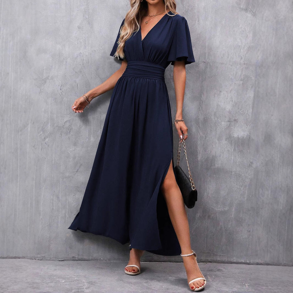 Robe maxi femme avec coupe fluide et manches élégantes Echoarchiv