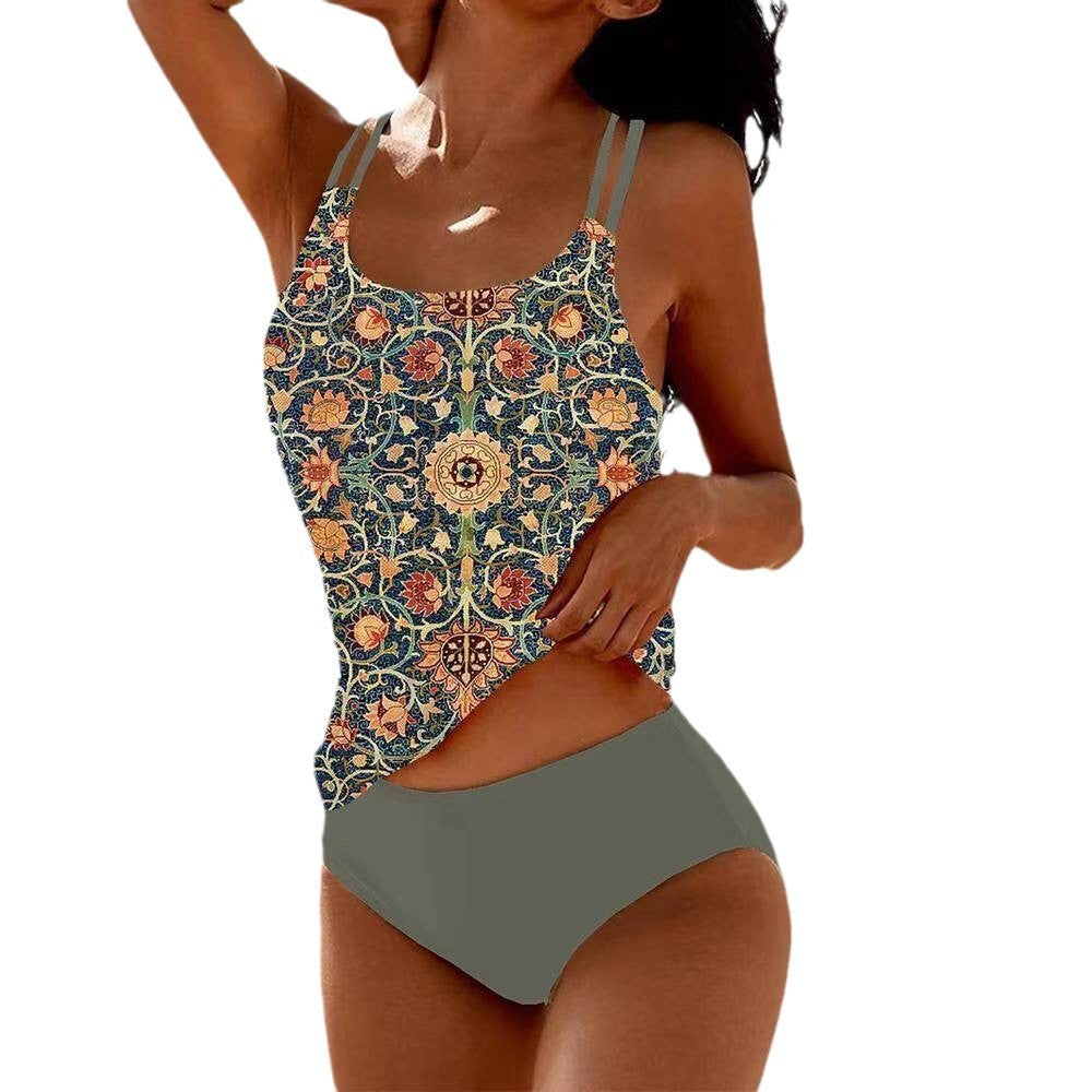 Ensemble Tankini Femme avec Haut Floral Ludique et Culotte Confortable Echoarchiv