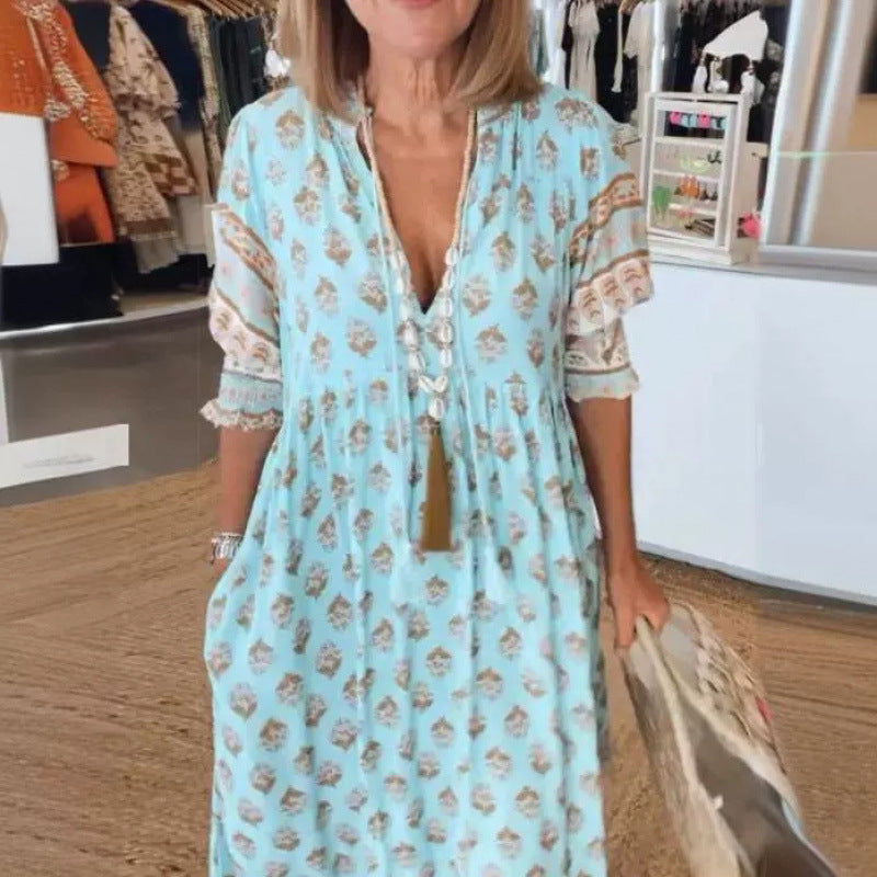 Robe Bohème Femme avec lacets tressés et détails faits main Echoarchiv