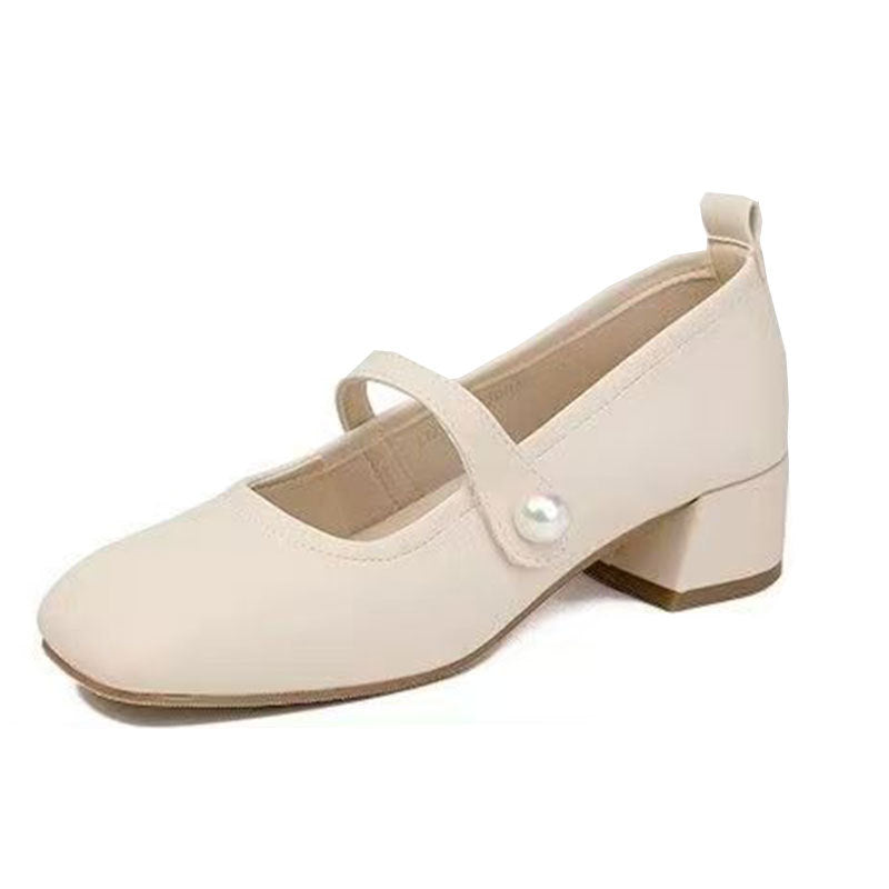 Chaussures à Talons Mary Jane à Talon Bloc et Bout Carré pour Femme