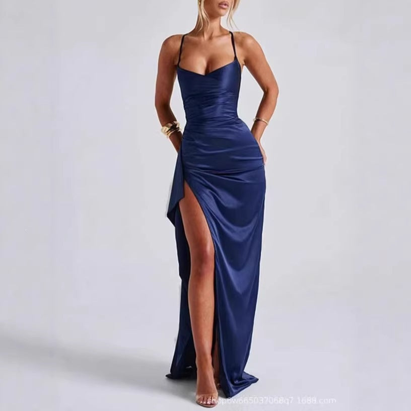 Robe portefeuille pour femmes avec une fente séduisante et des bretelles spaghetti fines Echo Archiv