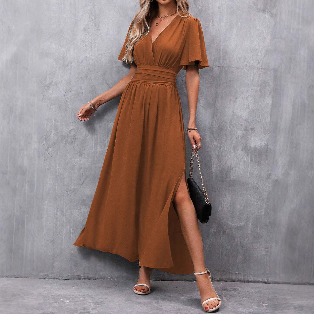 Robe maxi femme avec coupe fluide et manches élégantes Echoarchiv