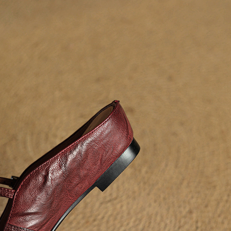 Sabots en Cuir Véritable à Bout Pointu et Boucle pour Femme