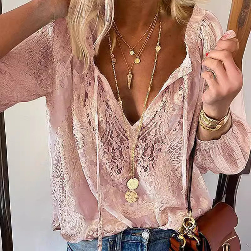 Blouse pour femmes avec chemisier en dentelle