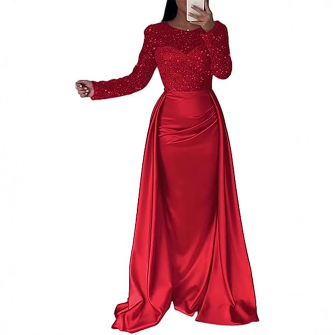 Robe de Soirée Glamoureuse pour Femmes avec Perles Étincelantes et Jupe Fluide Echoarchiv