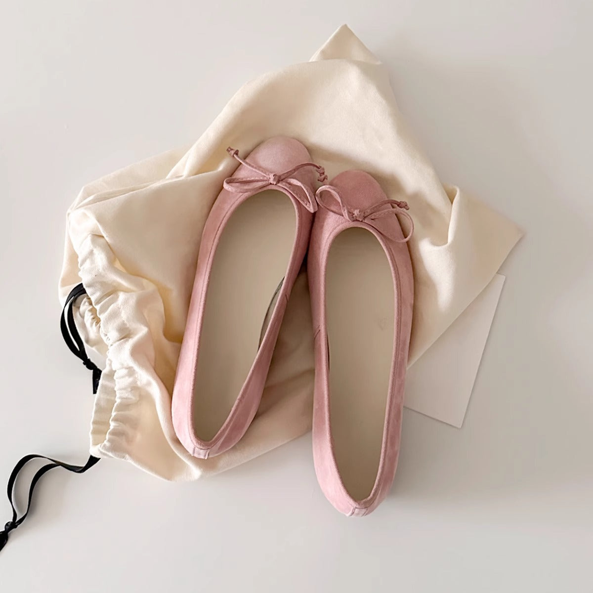 Ballerines en Suède pour Femme avec Détail de Nœud et Semelle Flexible