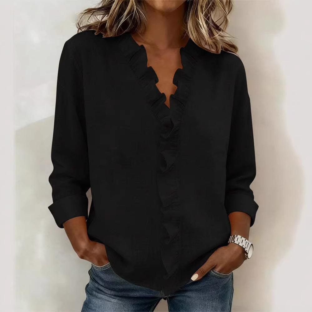 Blouse romantique pour femmes avec détails en volants et décolleté en V Echo Archiv