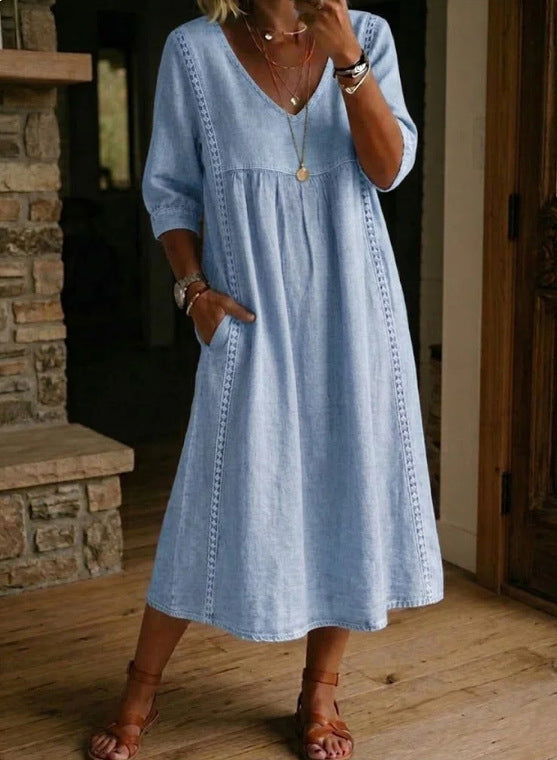 MOREAU LYON | ROBE EN DENIM ANCIEN À COUPE LOOSE POUR FEMMES