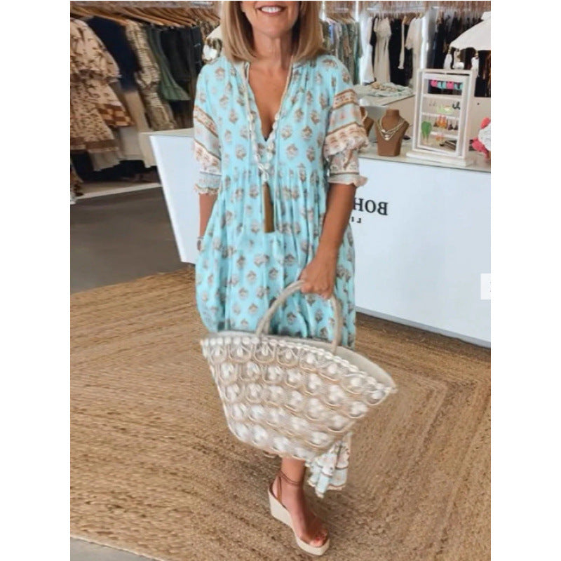 Robe Bohème Femme avec lacets tressés et détails faits main Echoarchiv