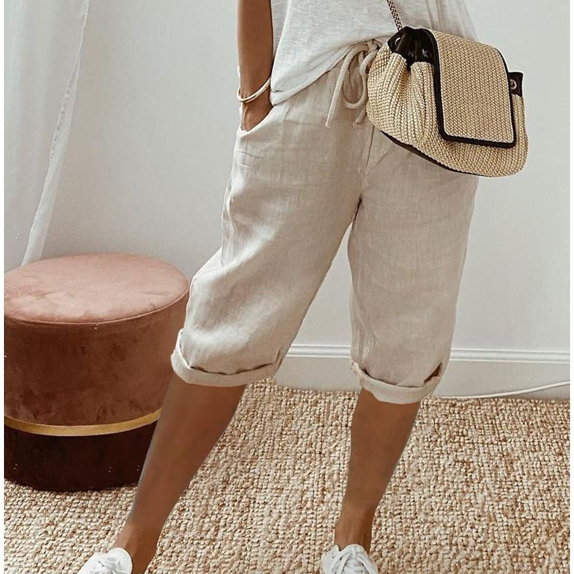 Shorts en Lin Aérés pour Femmes Echoarchiv
