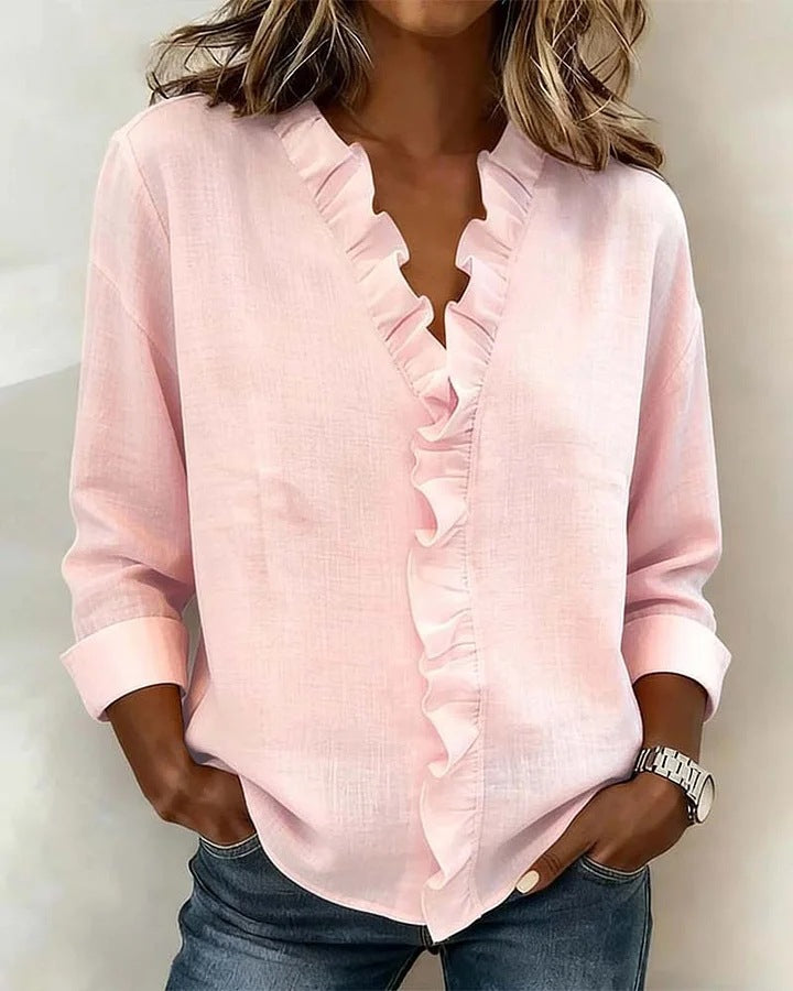 Blouse romantique pour femmes avec détails en volants et décolleté en V Echo Archiv