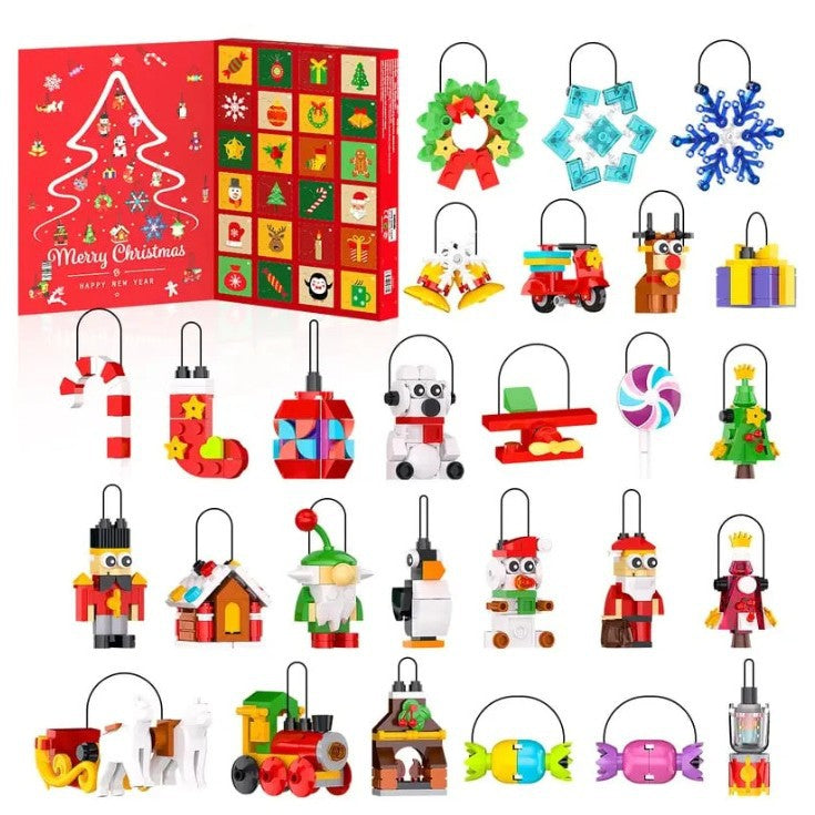 Calendrier de l'Avent en Blocs de Noël – 24 Ornements de Noël