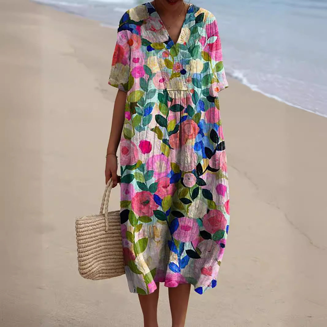 Hannah - Robe d'été colorée avec des fleurs