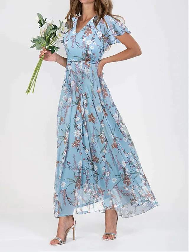 Robe Chiffon Élégante et Florale