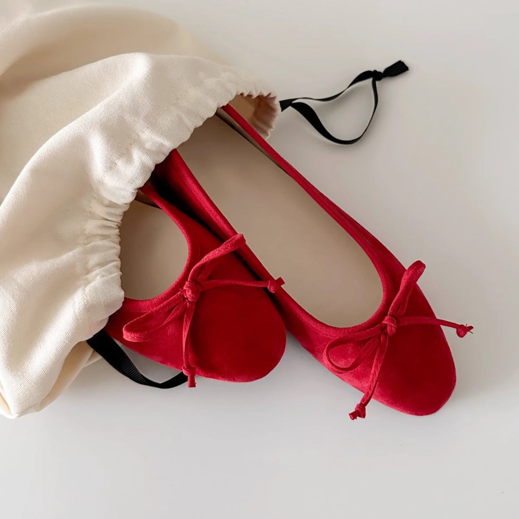 Ballerines en Suède pour Femme avec Détail de Nœud et Semelle Flexible