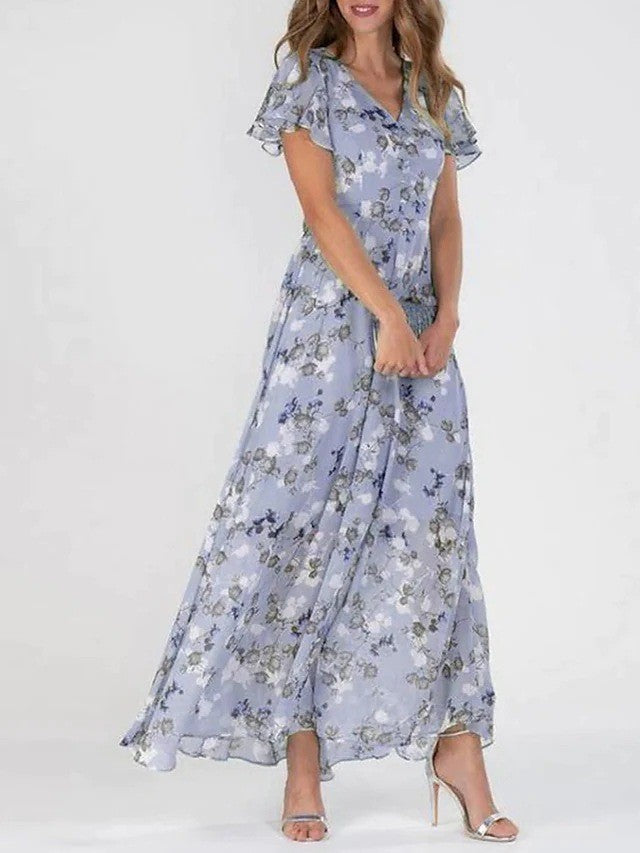 Robe Chiffon Élégante et Florale