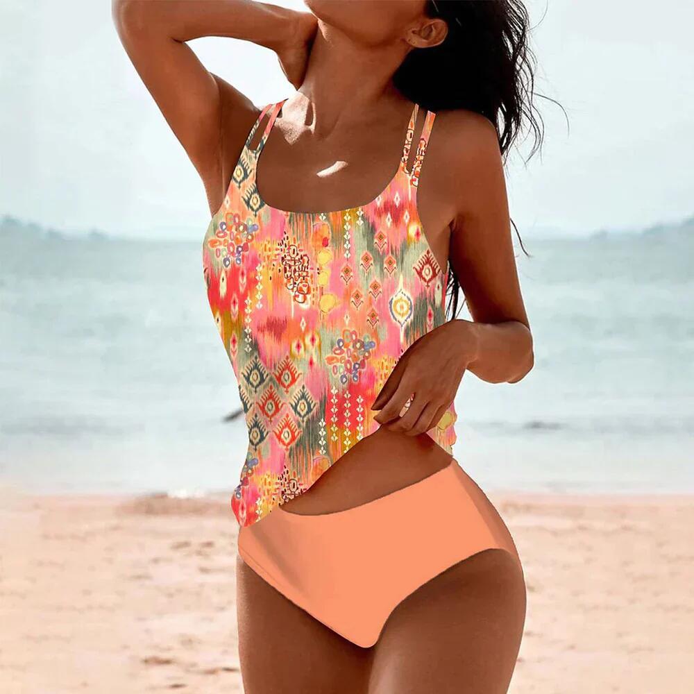 Ensemble Tankini Femme avec Haut Floral Ludique et Culotte Confortable Echoarchiv
