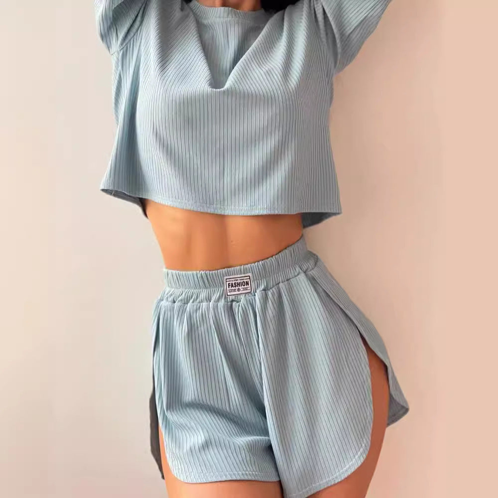 Ensemble de Pyjama Court Décontracté pour Femmes en Maille Respirante Echoarchiv