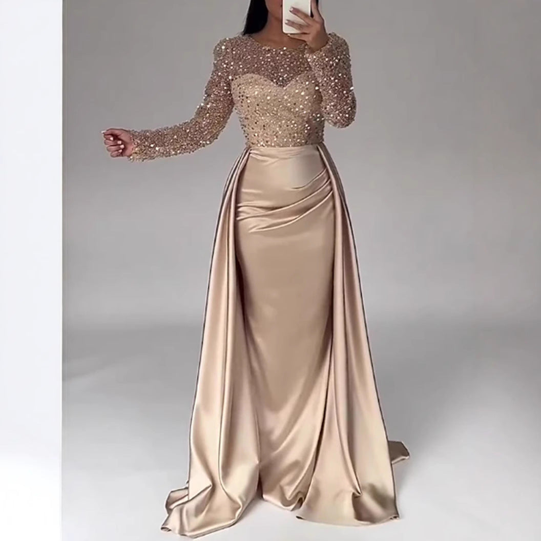 Robe de Soirée Glamoureuse pour Femmes avec Perles Étincelantes et Jupe Fluide Echoarchiv