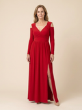 Althea | Robe Maxi À Manches Longues En V Avec Fente