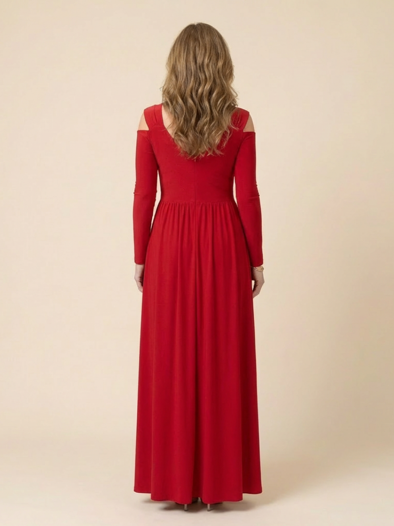 Althea | Robe Maxi À Manches Longues En V Avec Fente