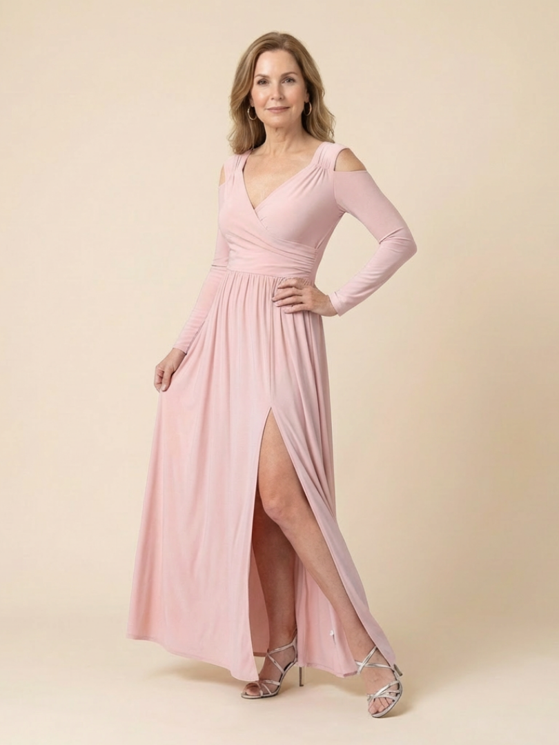 Althea | Robe Maxi À Manches Longues En V Avec Fente